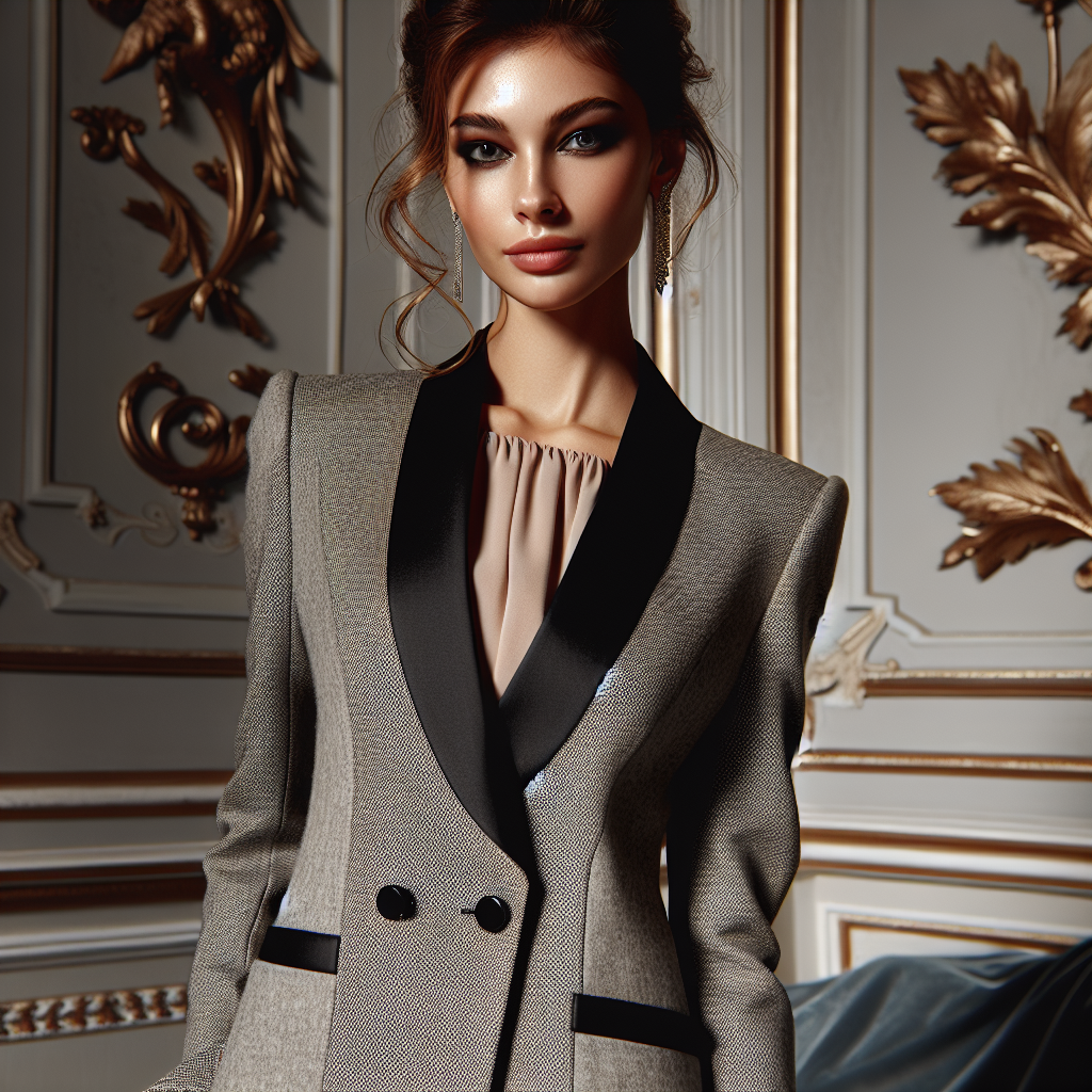Elegant woman in modern dress, classic backdrop
